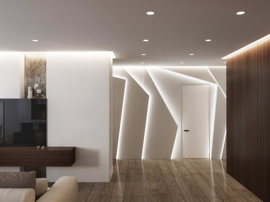 Светодиодные панели дизайнерские в коридоре