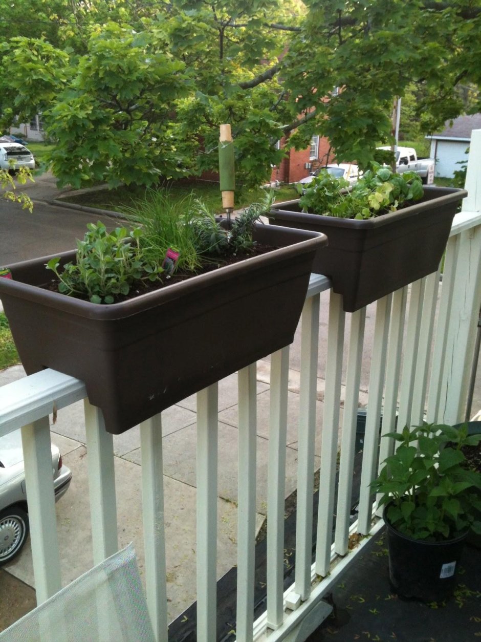 Beautiful Shelves for planting Flowers and Plants on the balcony Railing