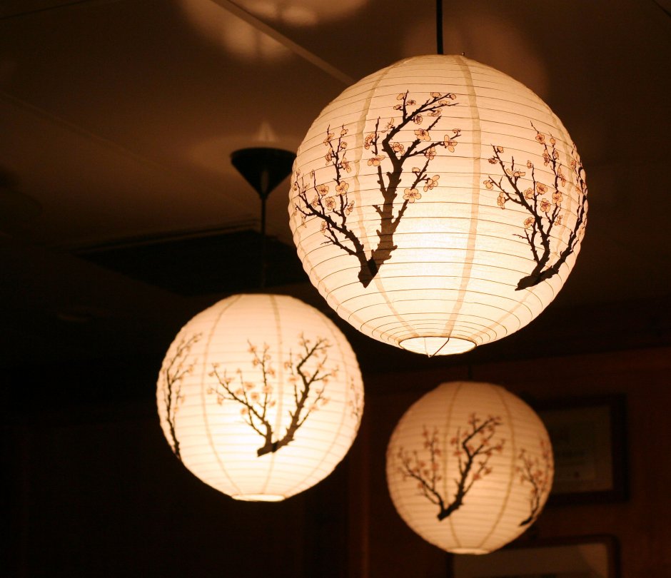 Японские светильники из рисовой бумаги