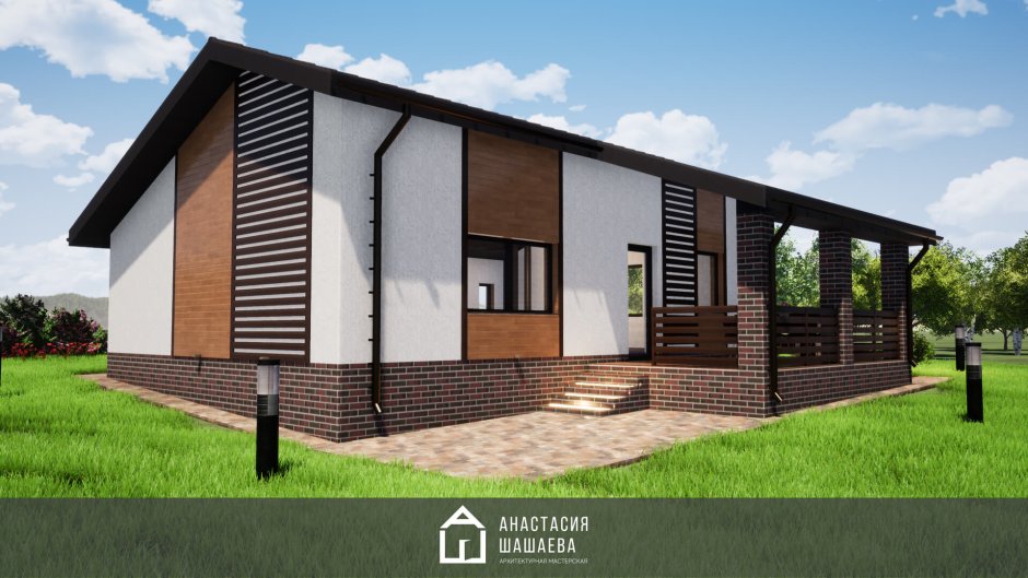 Планкен и камень на фасаде