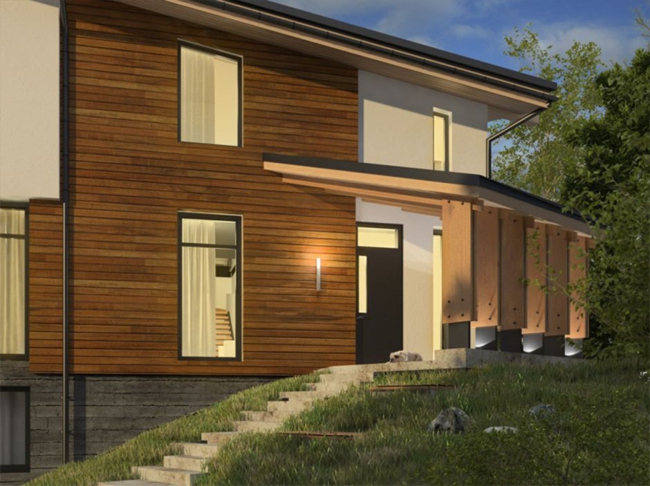 Планкен и штукатурка на фасаде