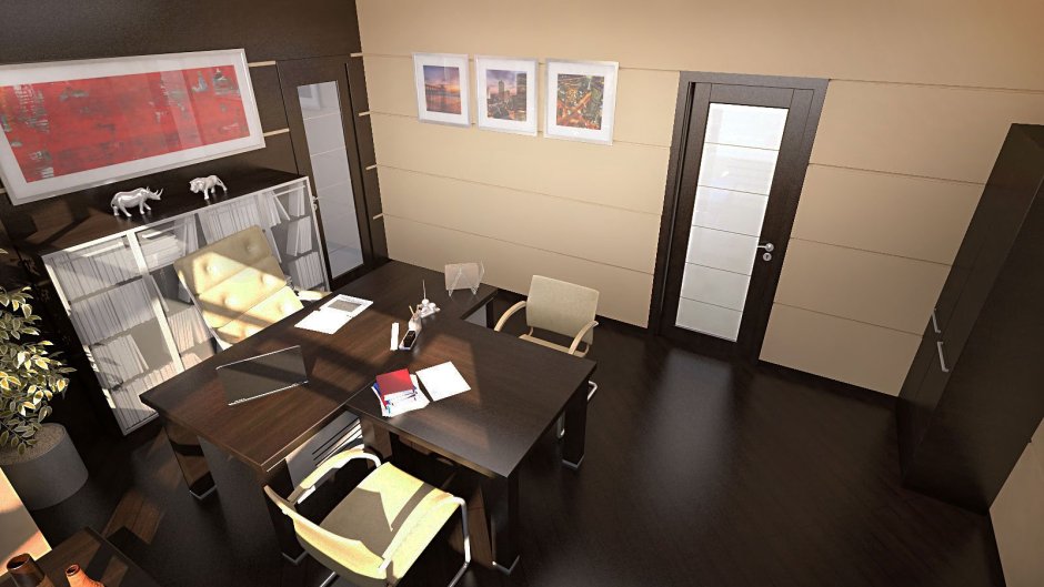 Офис в коричневом цвете