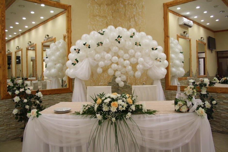 Украшение свадебного стола шарами