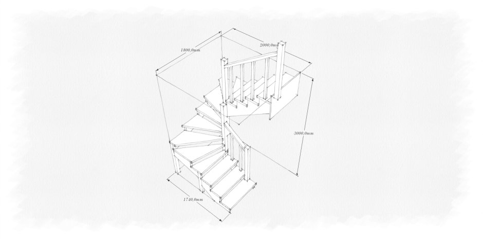 Армирование лестницы с забежными ступенями чертеж