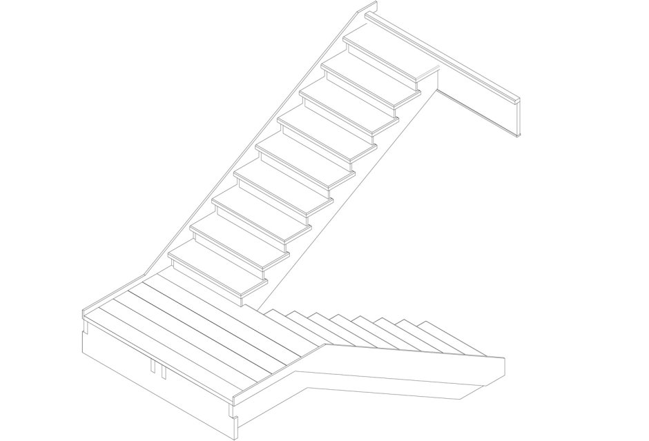 Забежная лестница на веранду из металла