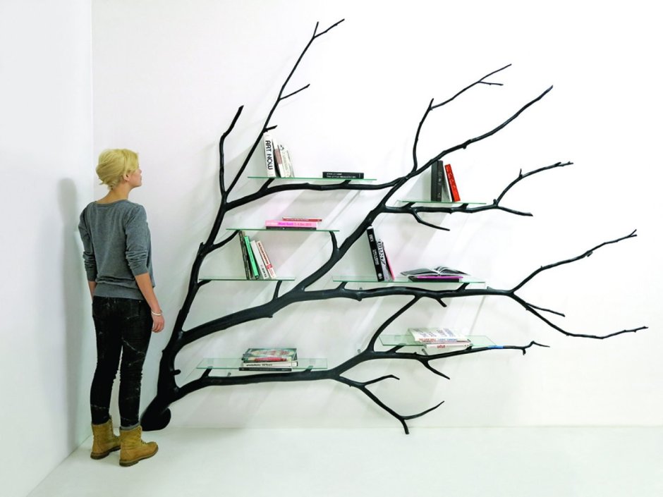 Полка книжная настенная в виде дерева