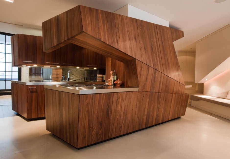 Кухня из дерева в современном стиле