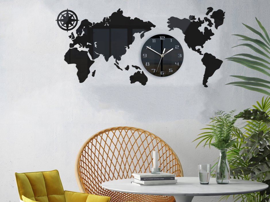 Карта с часами на стену