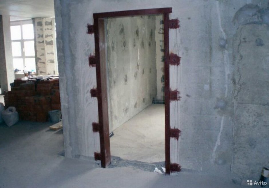 Устройство дверного проема в стене 700мм чертеж