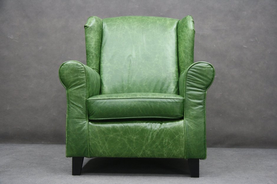 Кресло из зеленой кожи