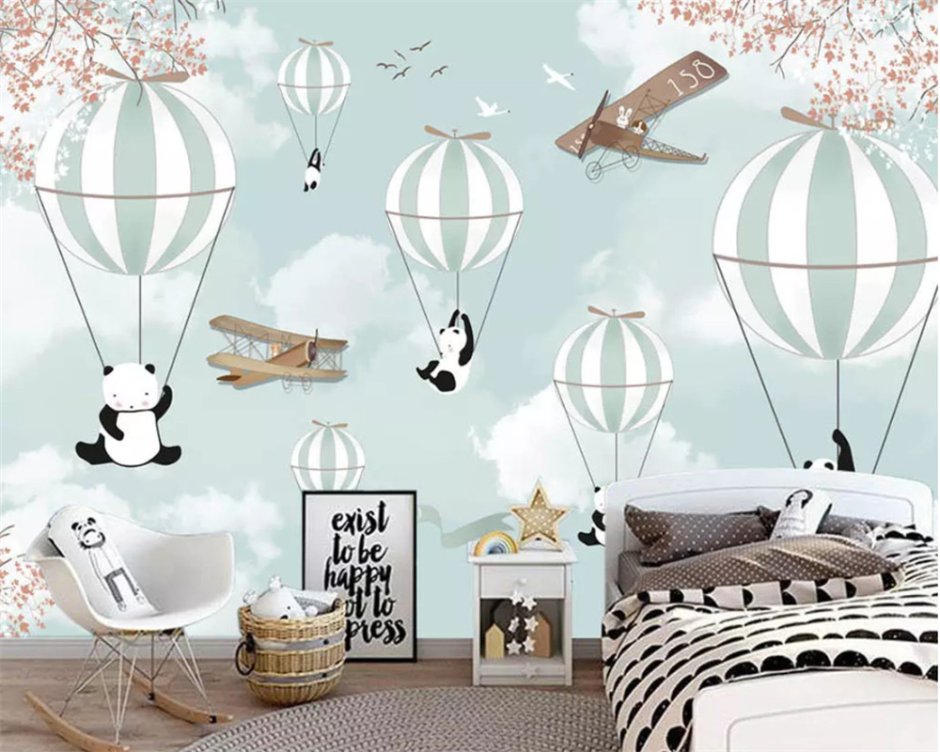 Фотообои для детской комнаты с воздушными шарами