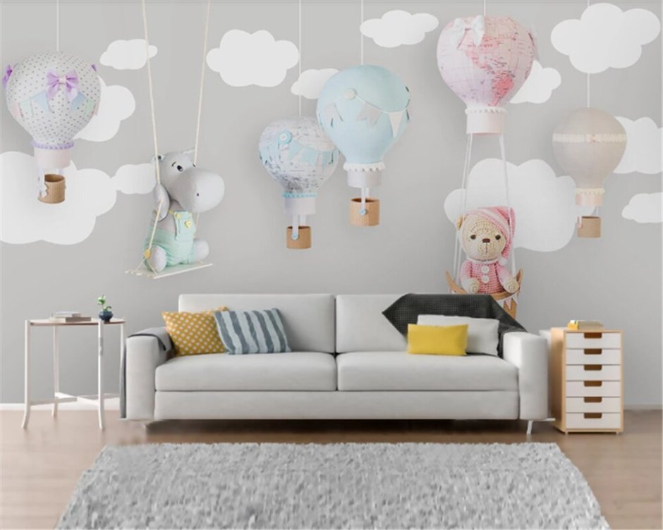 Воздушный шар на стене в детской