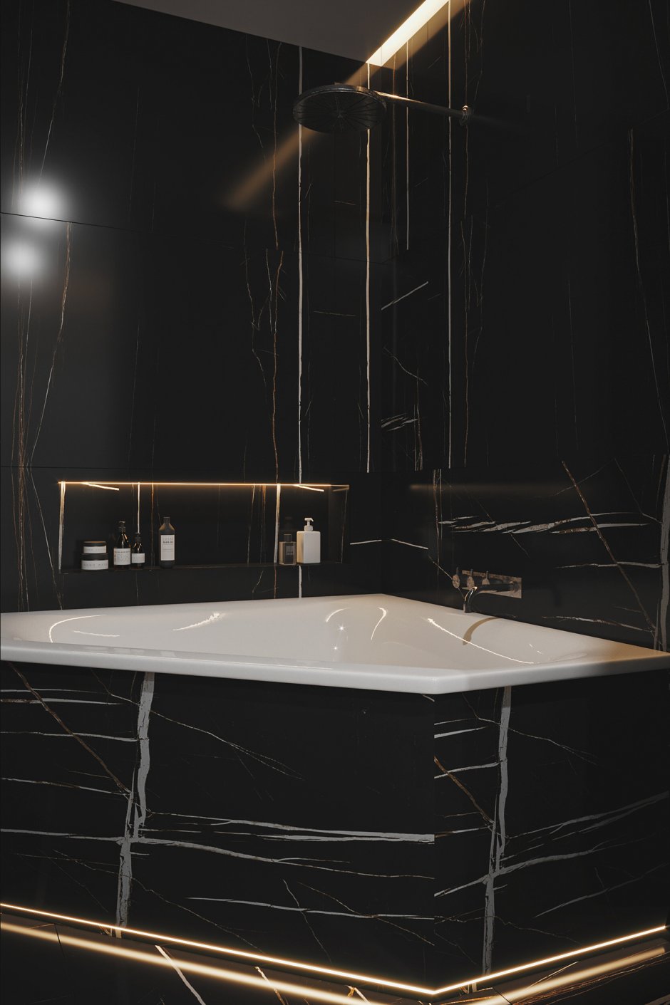 Ванная комната в чёрных тонах Италон Шарм де Люкс Нуар