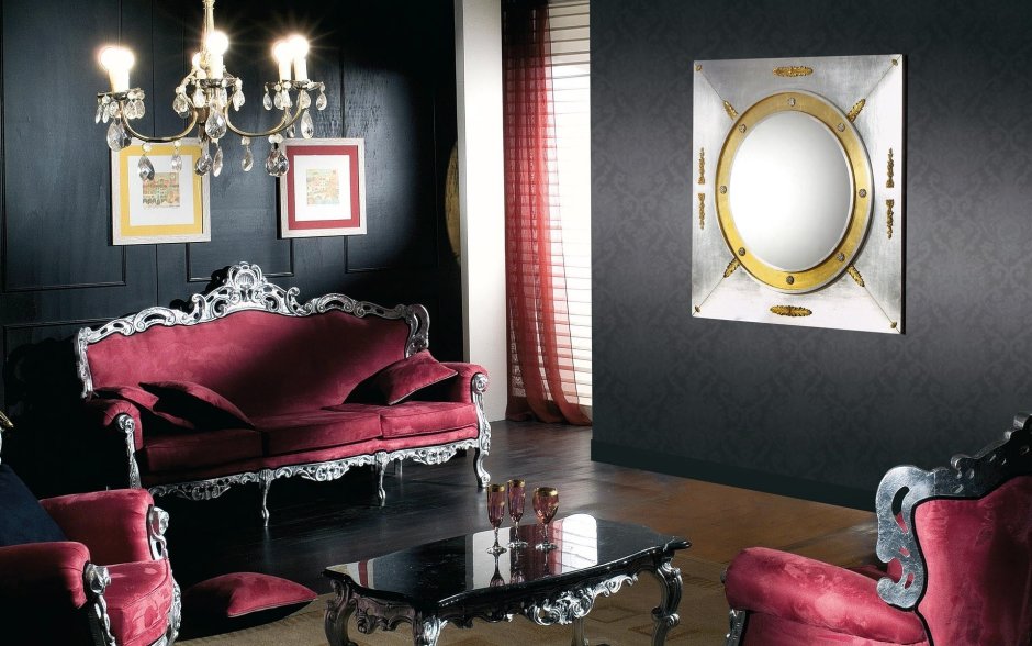 Спальня бордового цвета в стиле Барокко