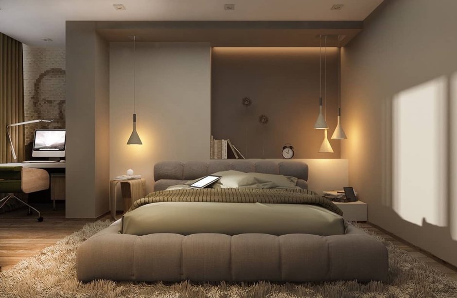 Подвесные светильники над кроватью