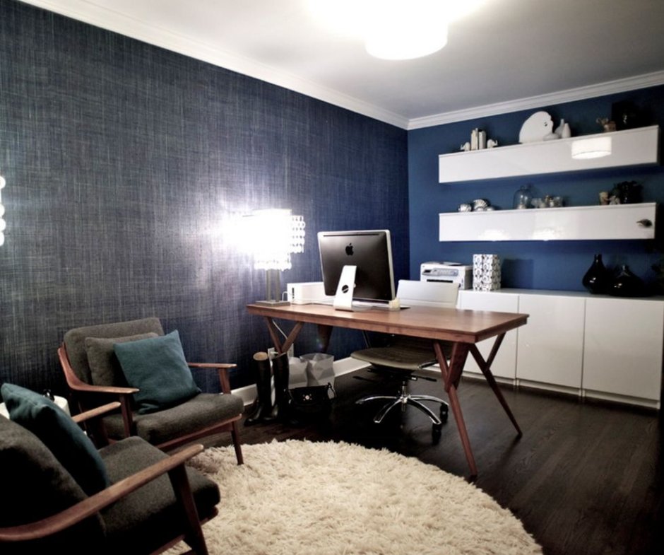Синий цвет в интерьере кабинета
