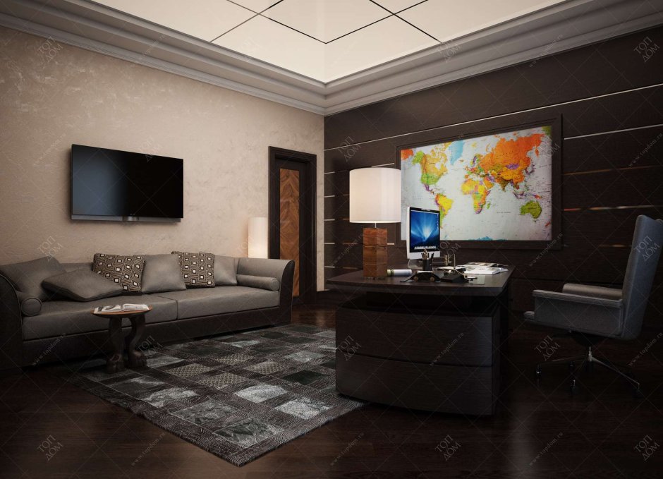 Кабинет в коричневом цвете