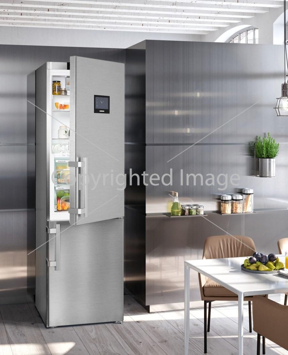 Холодильник Side by Side в интерьере кухни икеа