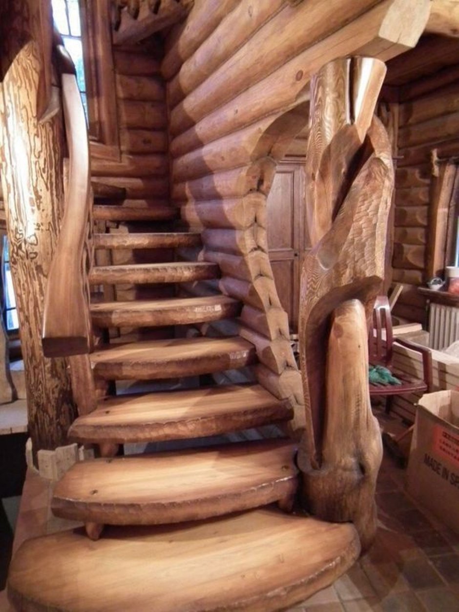 Лестница из бревна