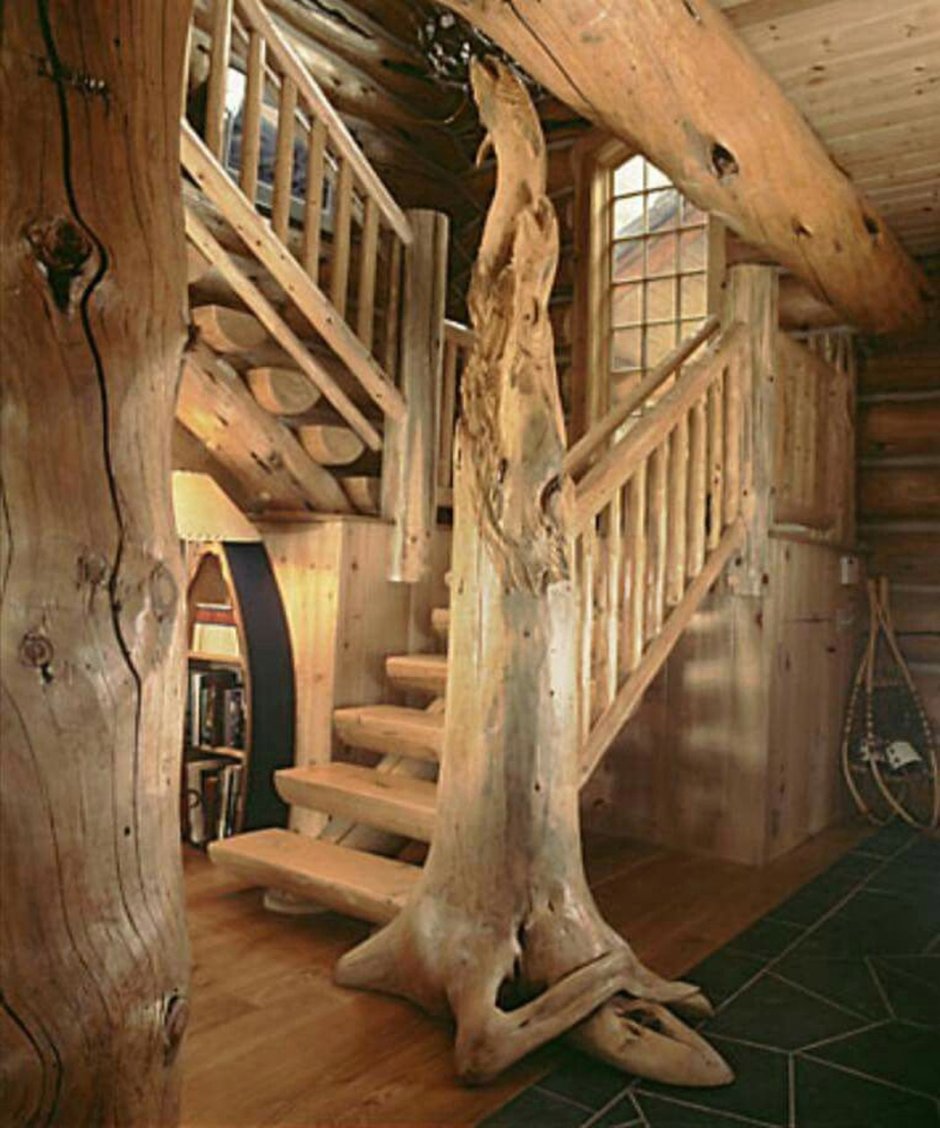 Перила в деревянном доме