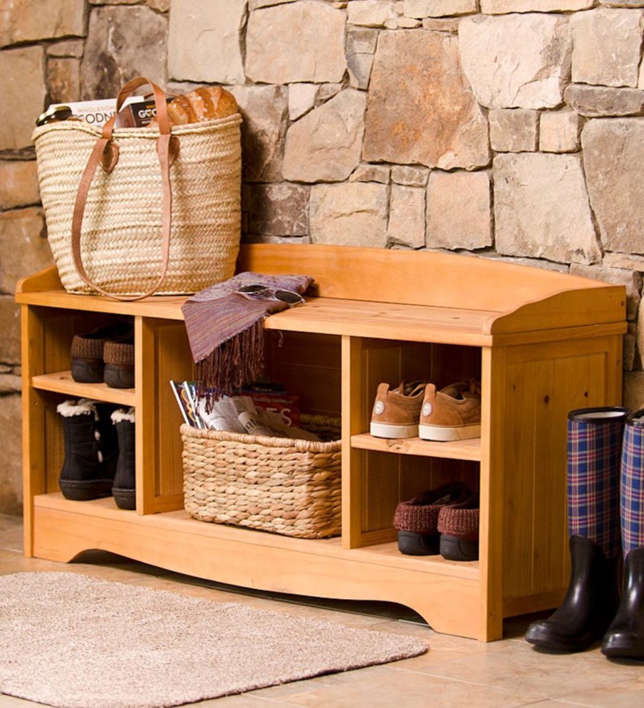 Classic Shoe Cabinet in the Hallway with a Seat