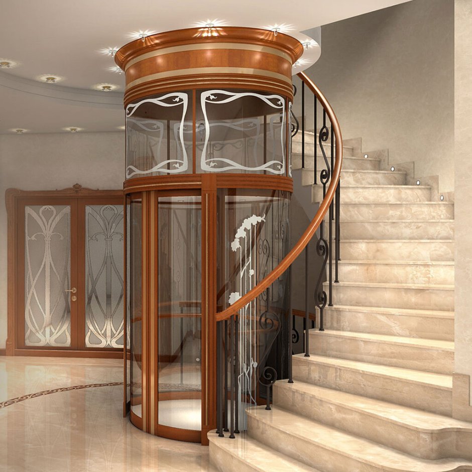 Лестница вокруг лифта