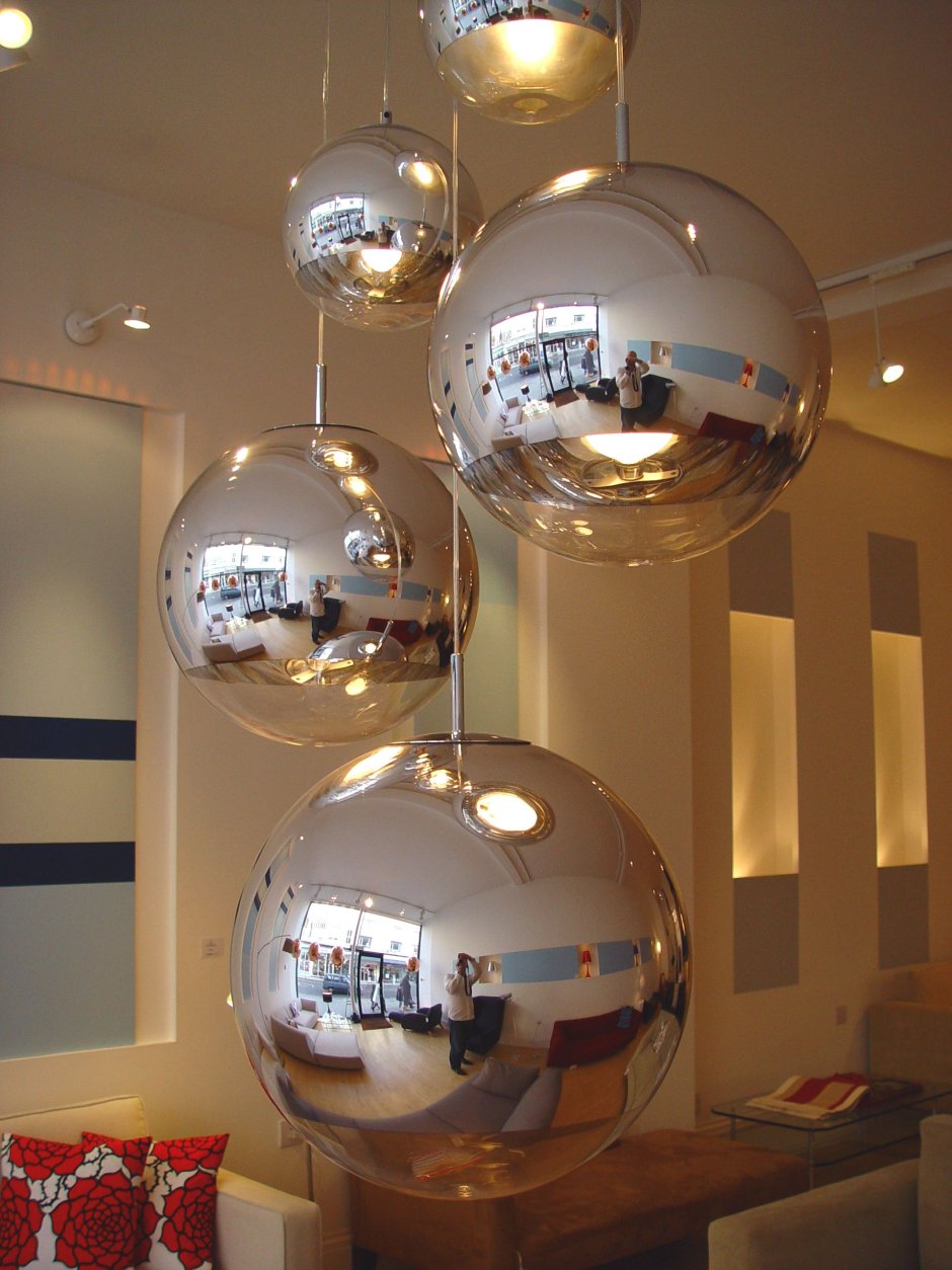 Подвесной светильник Silver Mirror Shade Modern Pendant designed by Tom Dixon