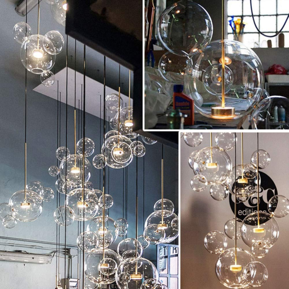 Modern stairwell led Chandelier Lighting large Bubble Crystal Ball