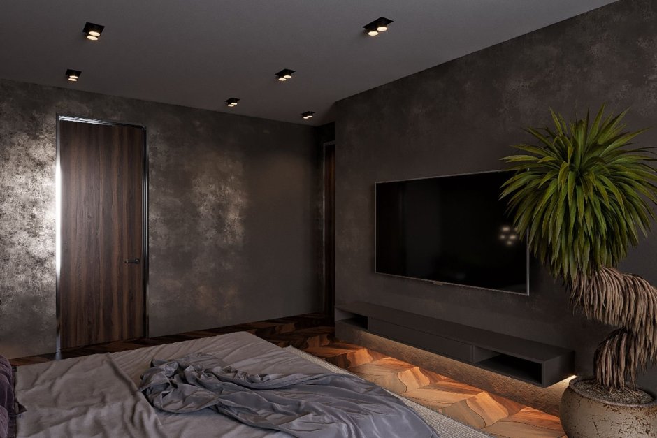 Гостиная в темных тонах