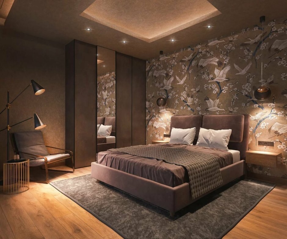 Спальня в темных тонах