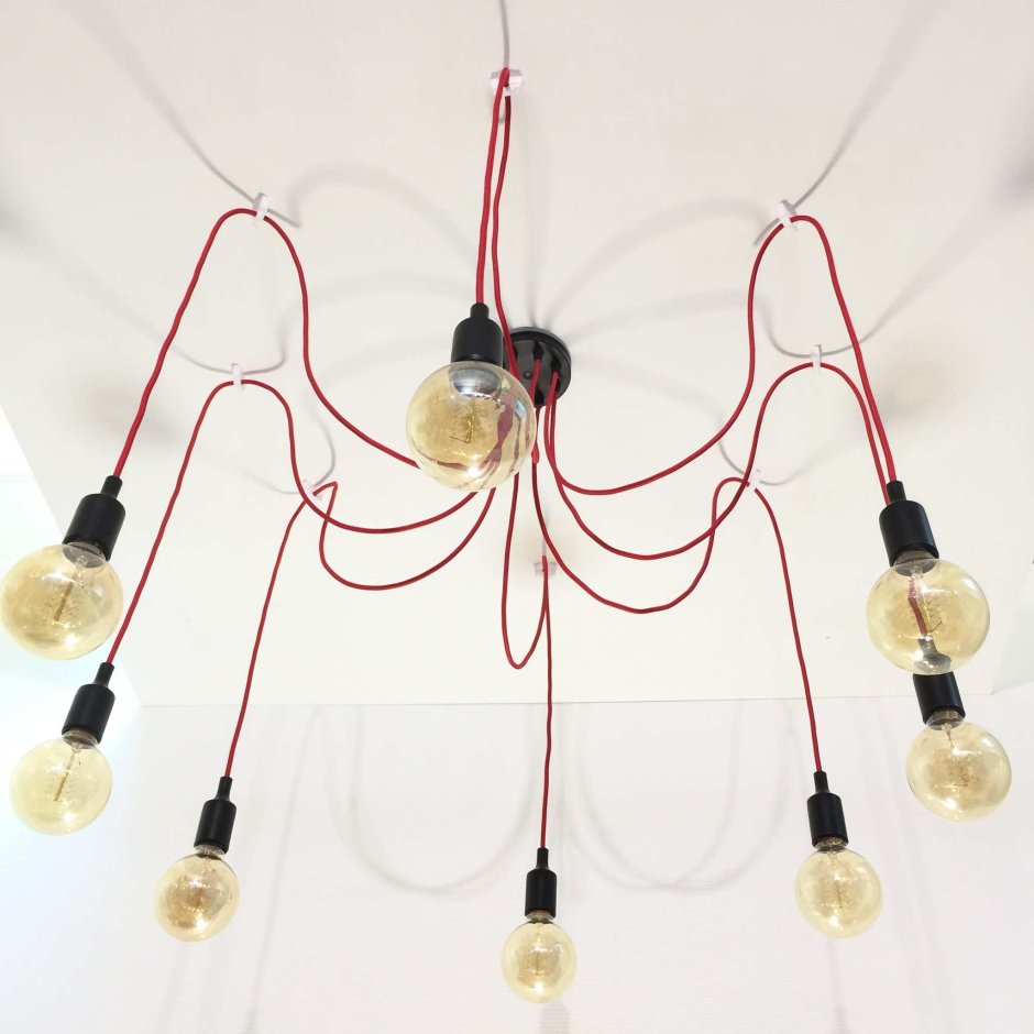 Деревянный светильник паук