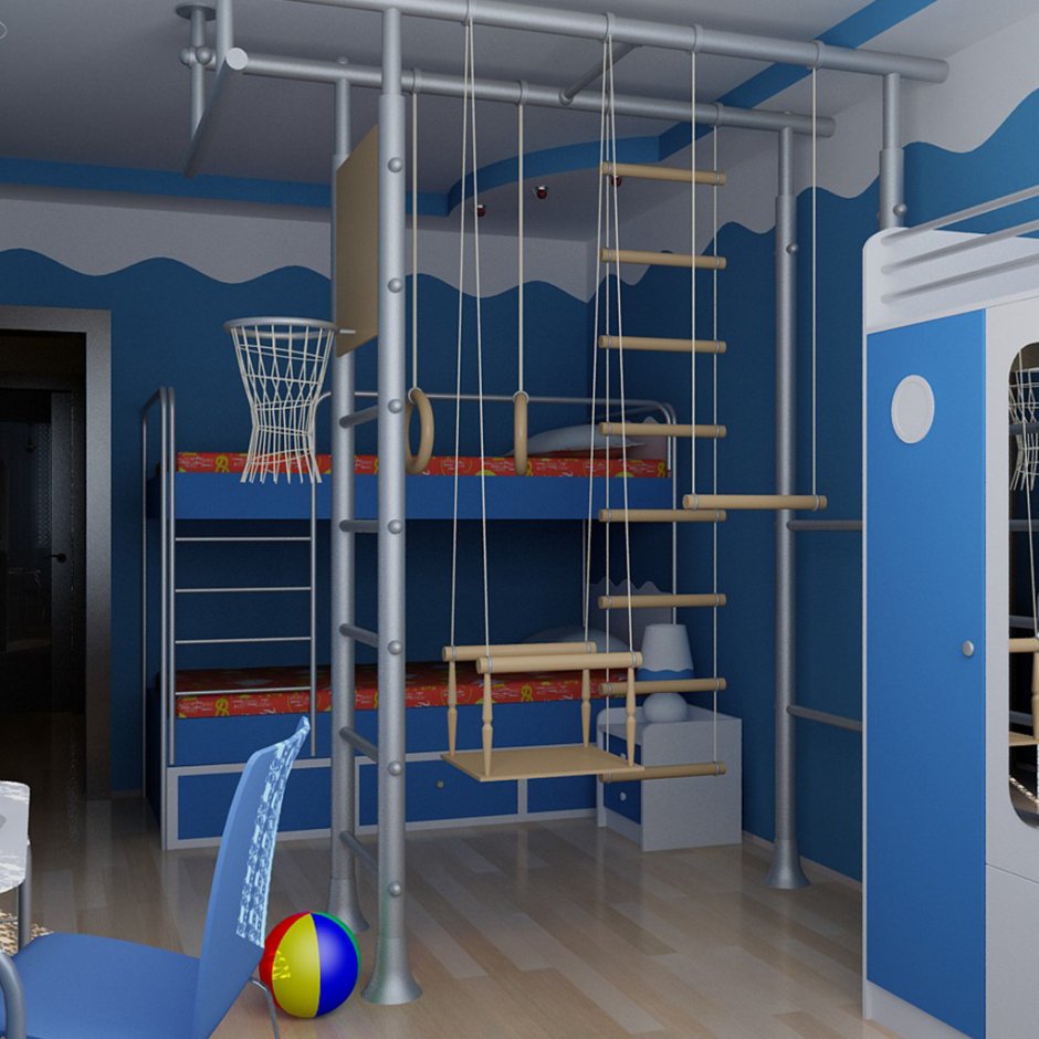 Дизайн комнаты для подростка мальчика со спортивной зоной