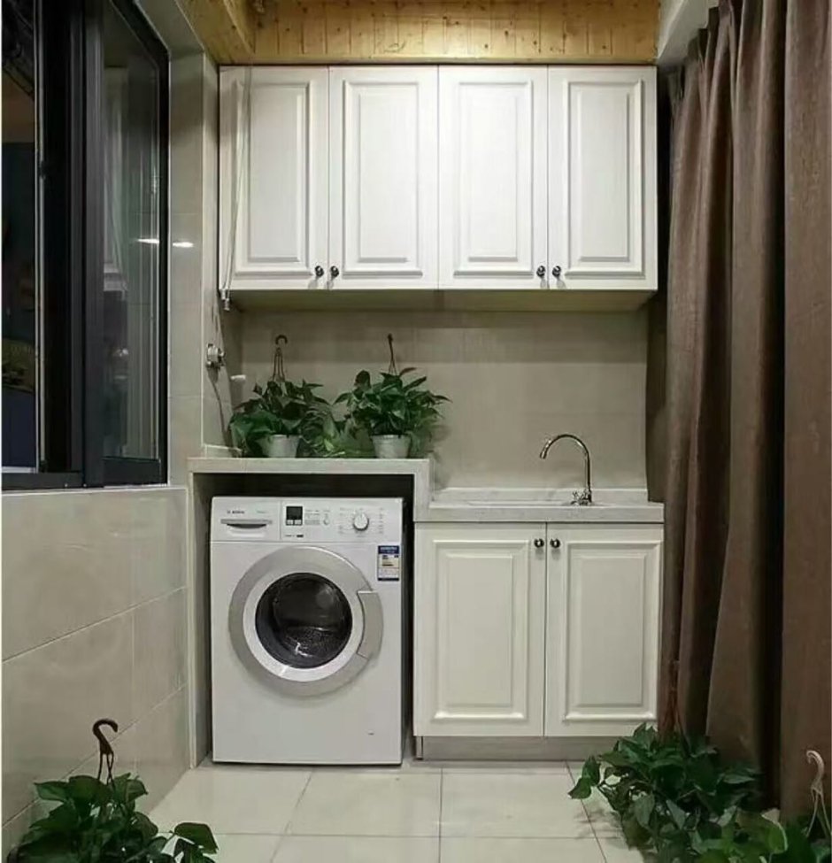 Встроенная стиральная машина на кухне икеа