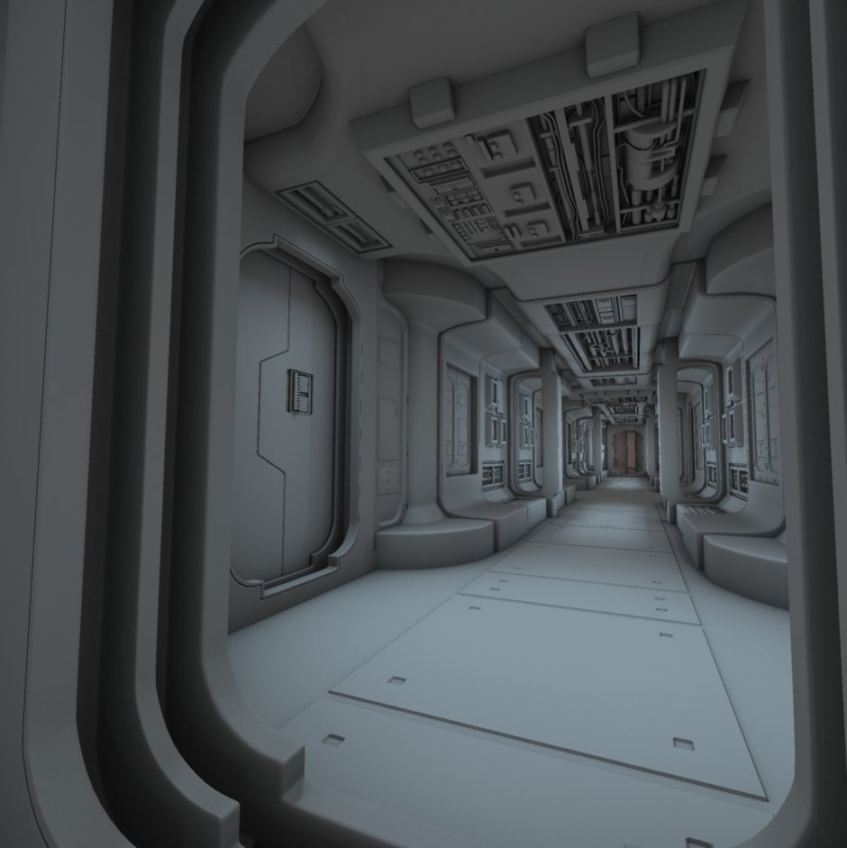 3d коридор космического корабля амонг АС