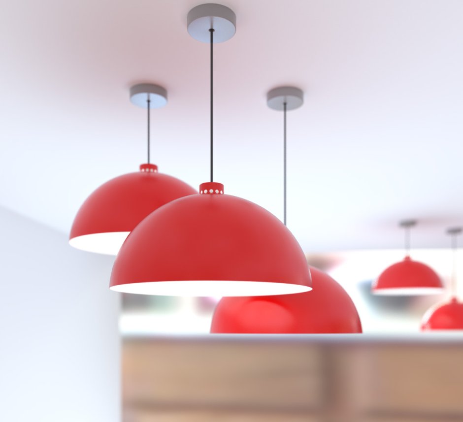 Необычная форма лампы красный цвет и серый
