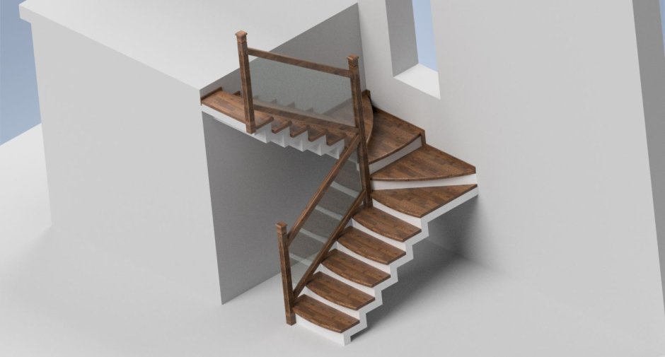 Ограждение лестниц металл с забежными ступенями