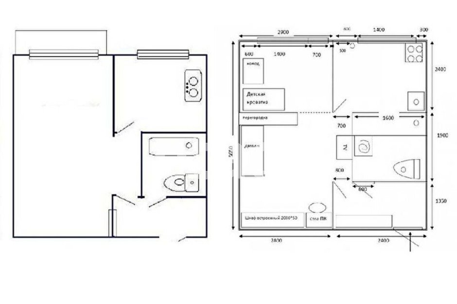 Схема квартиры 1 комнатной в хрущевке