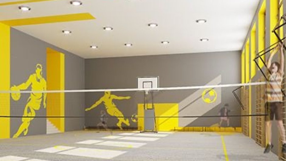 Дизайн стен спортивного зала