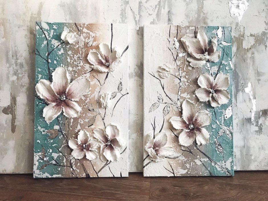 Цветы текстурной пастой