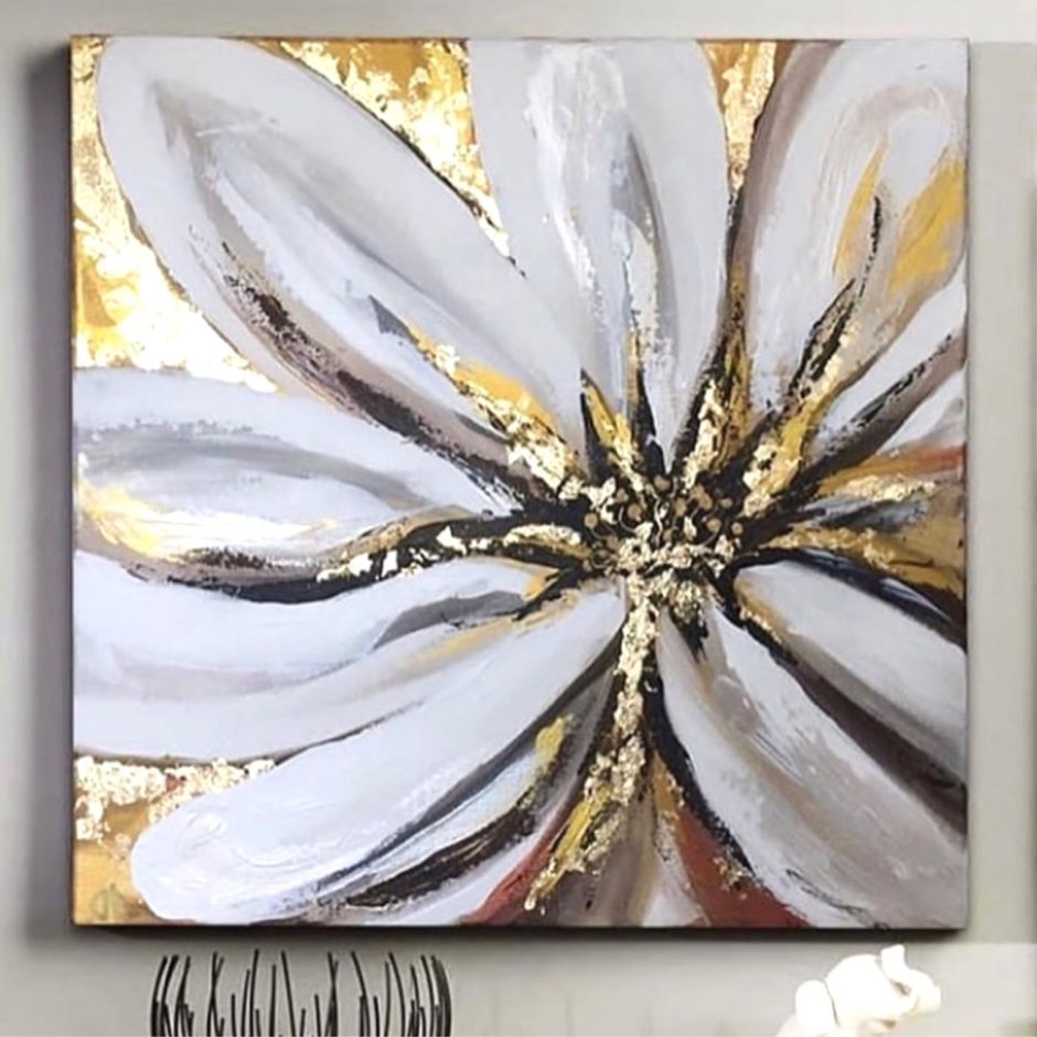 Портрет интерьерные картины с поталью и текстурной пастой