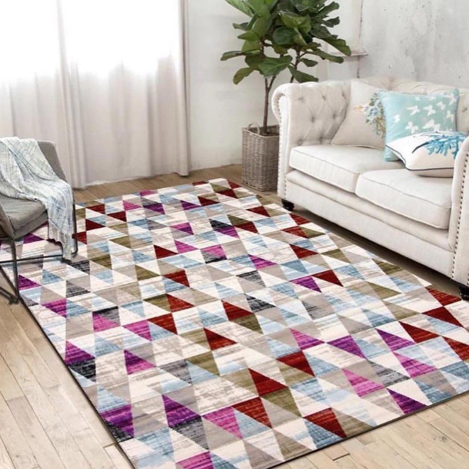 Клетчатый ковер в интерьере