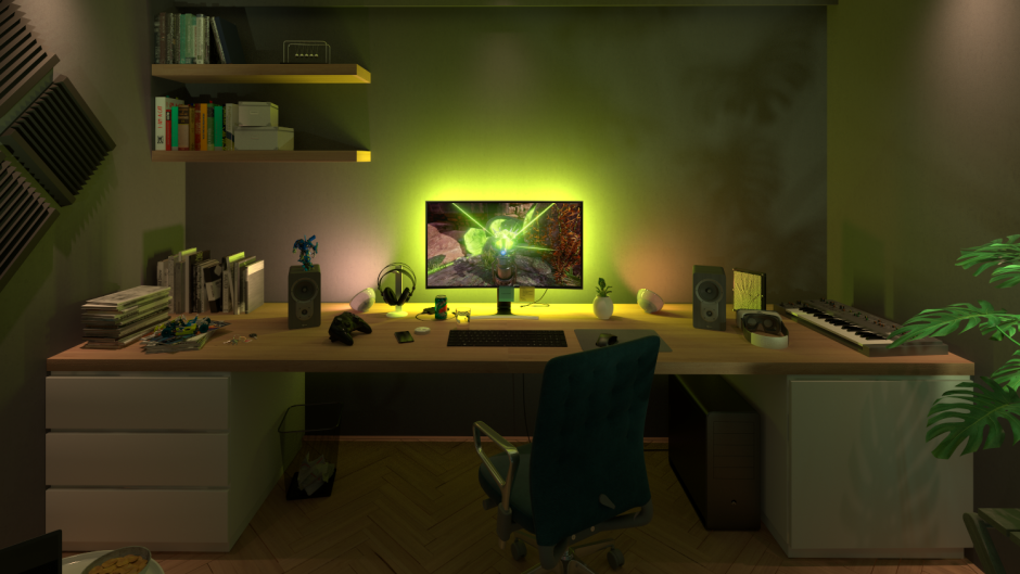 Комната геймера в зеленых тонах