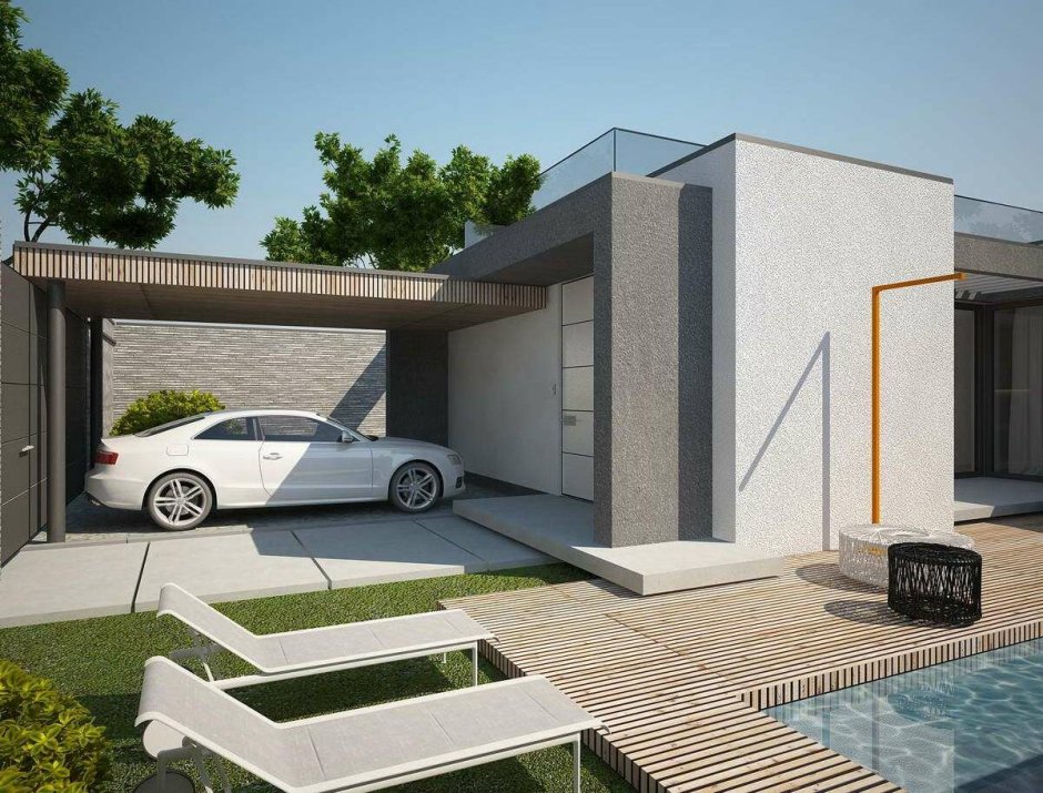 Современный дом с бассейном и гаражом