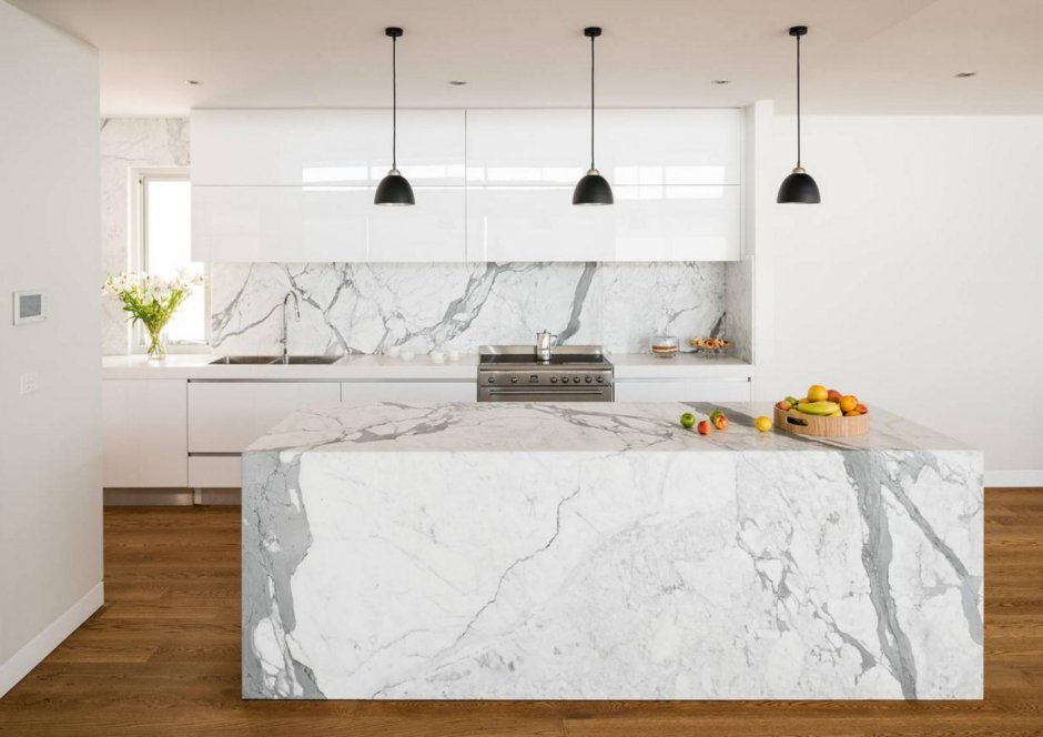 White Kitchen and Dark Countertop