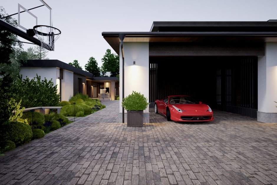 Дизайнерский гараж в частном доме