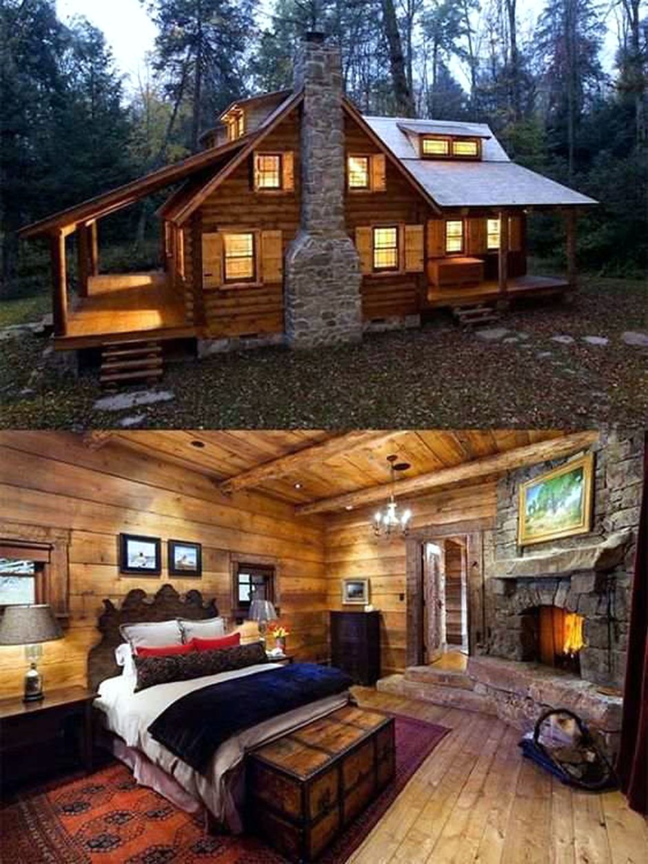 Деревянный дом в лесу изнутри