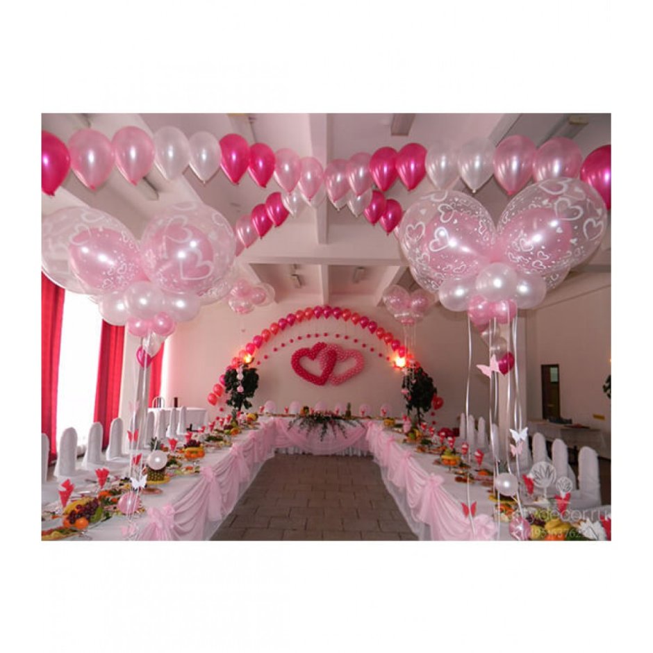 Украшение зала шарами розовый цвет
