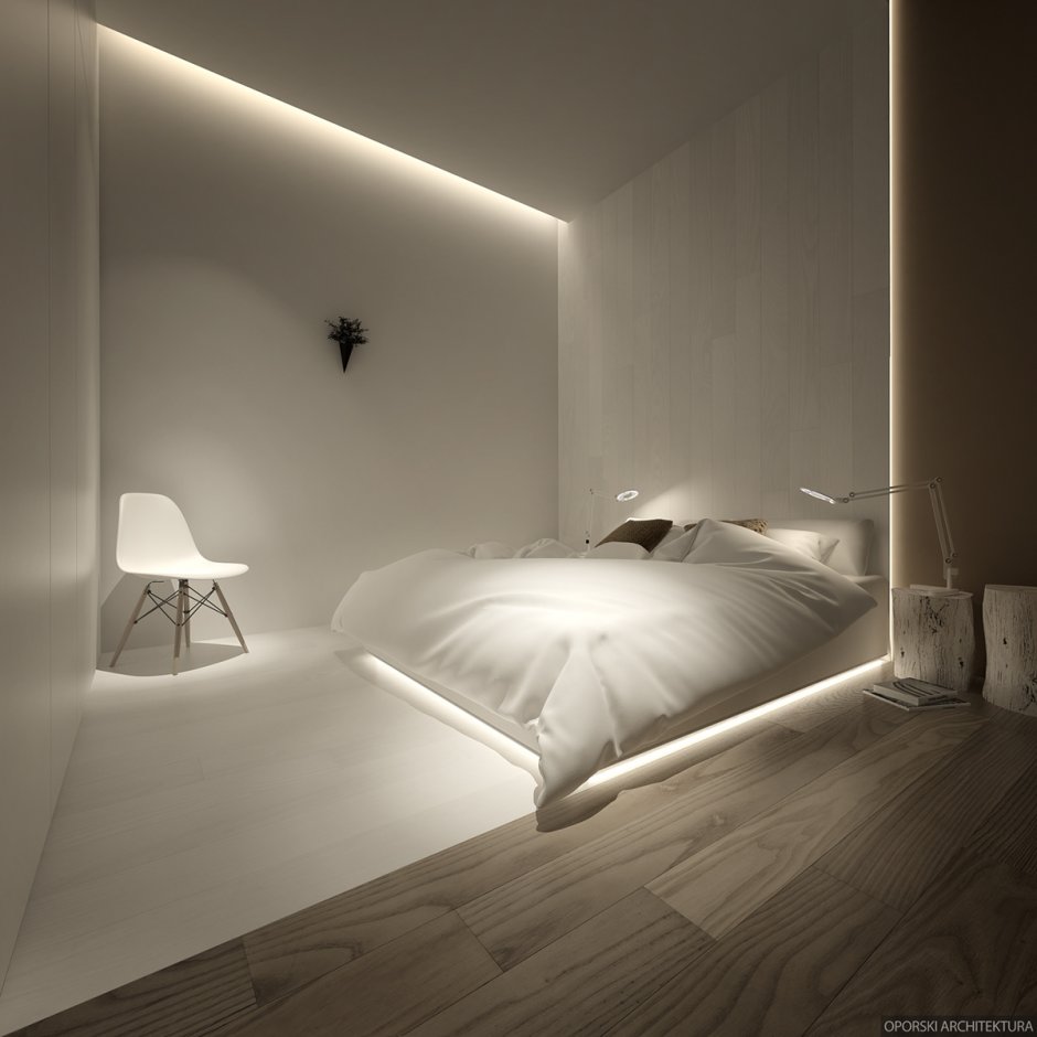 Подсветка кровати в спальне