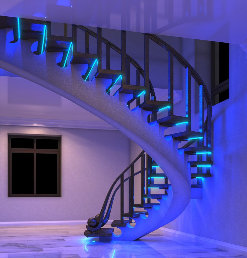 Подсветка винтовой лестницы