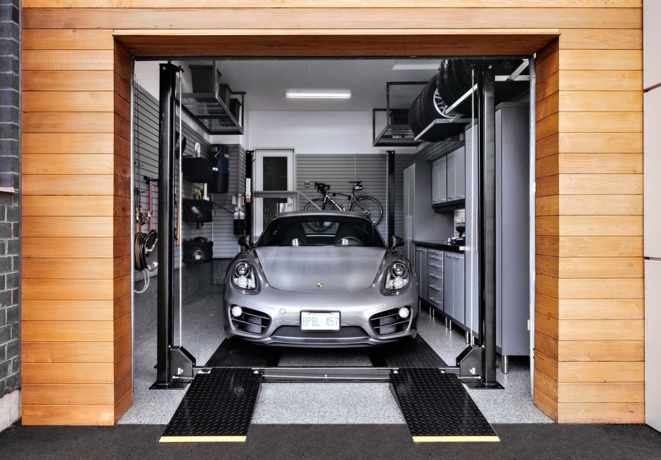 Дизайн деревянного гаража на 3 машины